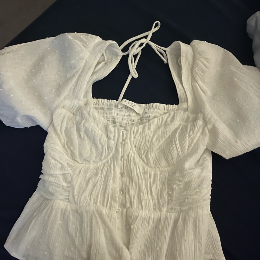 White Puff Sleeve Women's Top